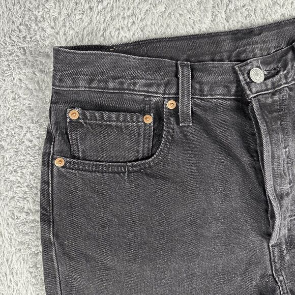 Levi's Womens 501 Grunge Shorts W32 Black Fringe Raw Hem Button Fly Distressed - Picture 5 of 13